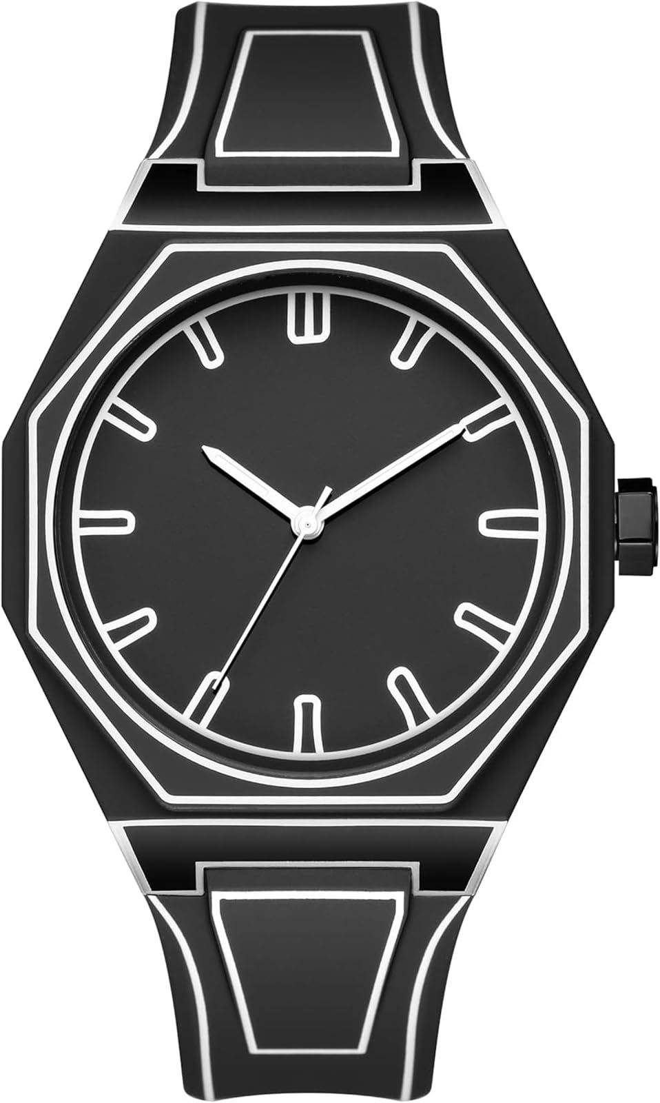 Minimalist Black & White Anime Sports Men's Watch - Creative Sketch Design, Quartz Movement, Fashionable Watches for Men