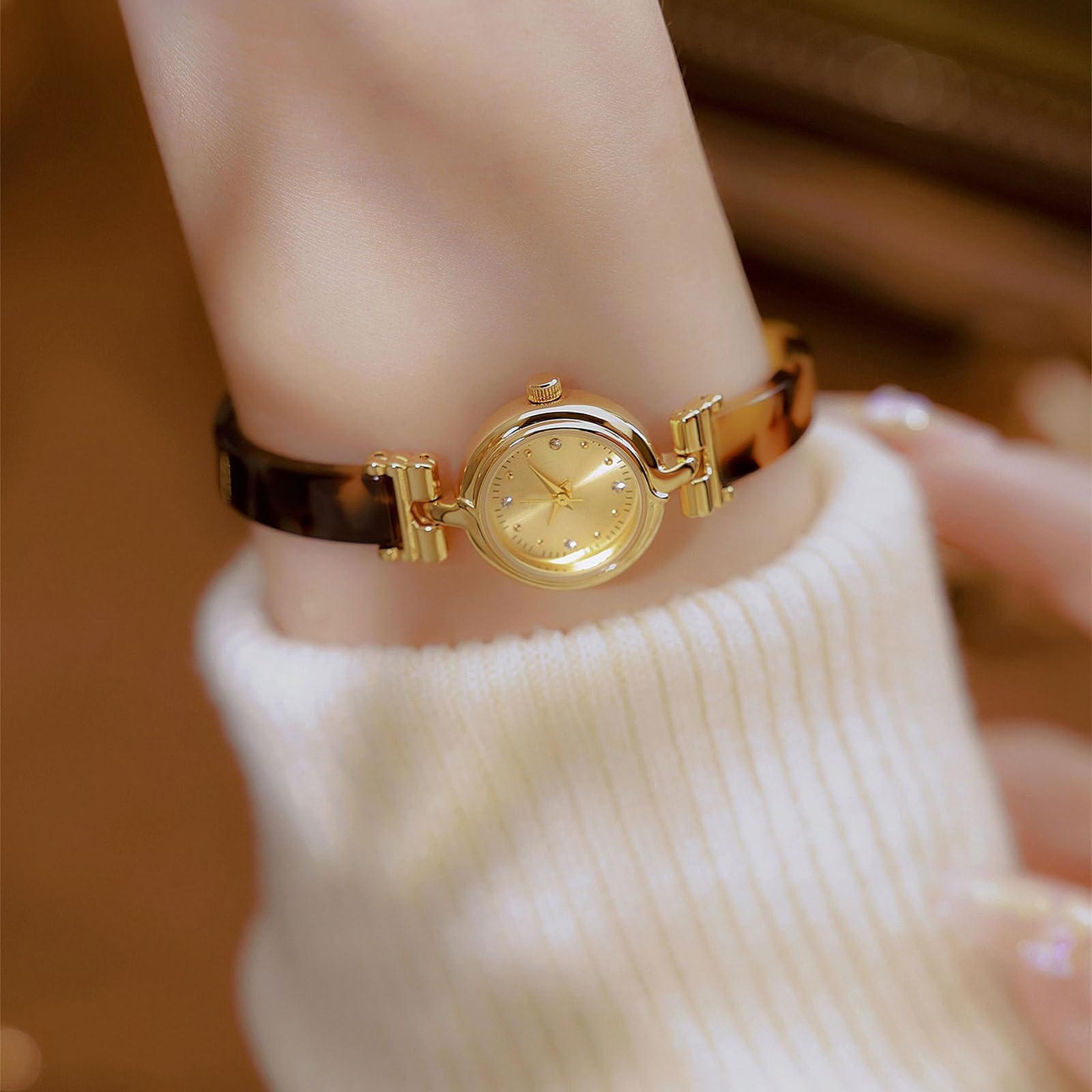 Vintage Amber Color Women's Bracelet Chain Watch - Stylish Retro Watch for Women