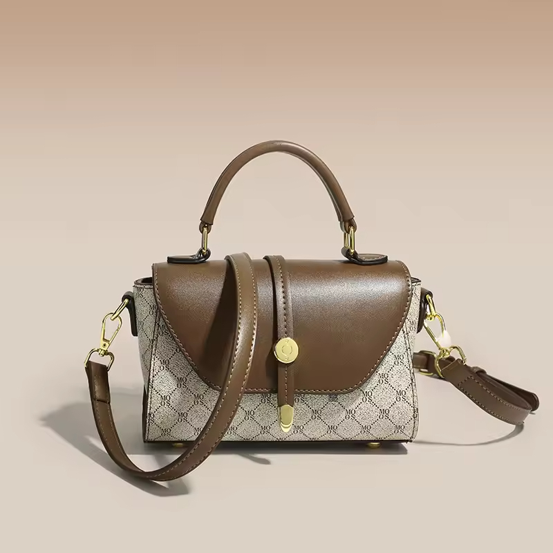 European American Retro Women's High-End Trendy Messenger Bags Light Luxury Printed Autumn Winter Handbags with Zipper Closure